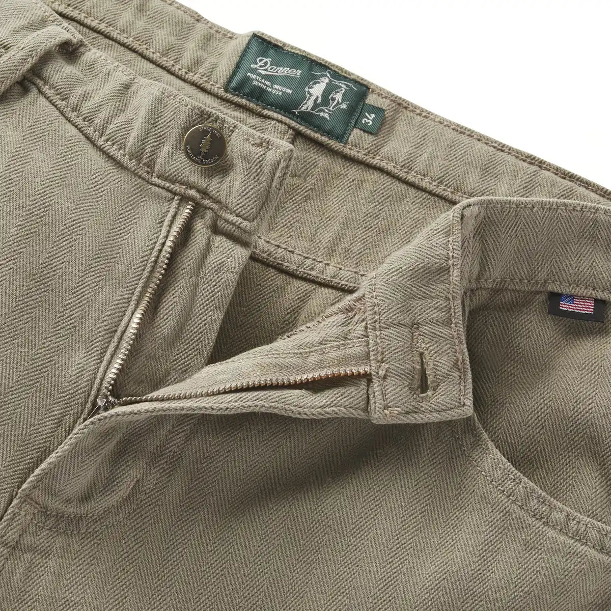 Men's Kenton Double Knee Pants Herringbone Dusty Olive - Image 2